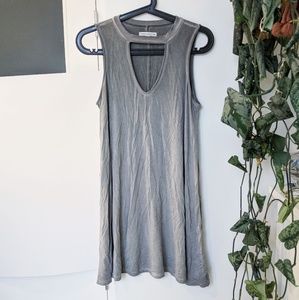 Blueish grey mini dress with cute keyhole